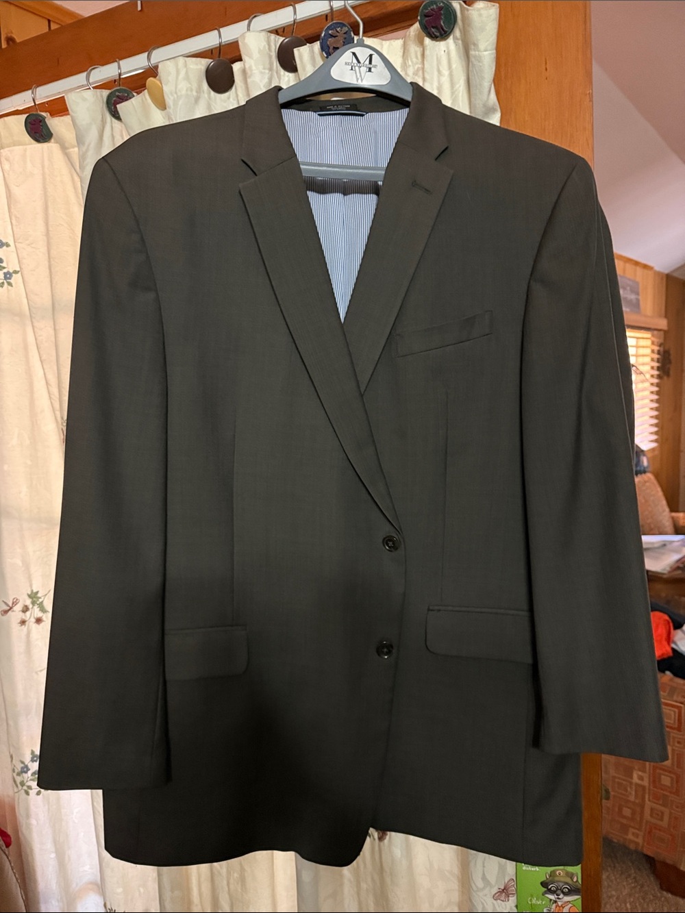 Tommy Hilfiger Men's Dark Charcoal Gray Two-Button Suit Jacket